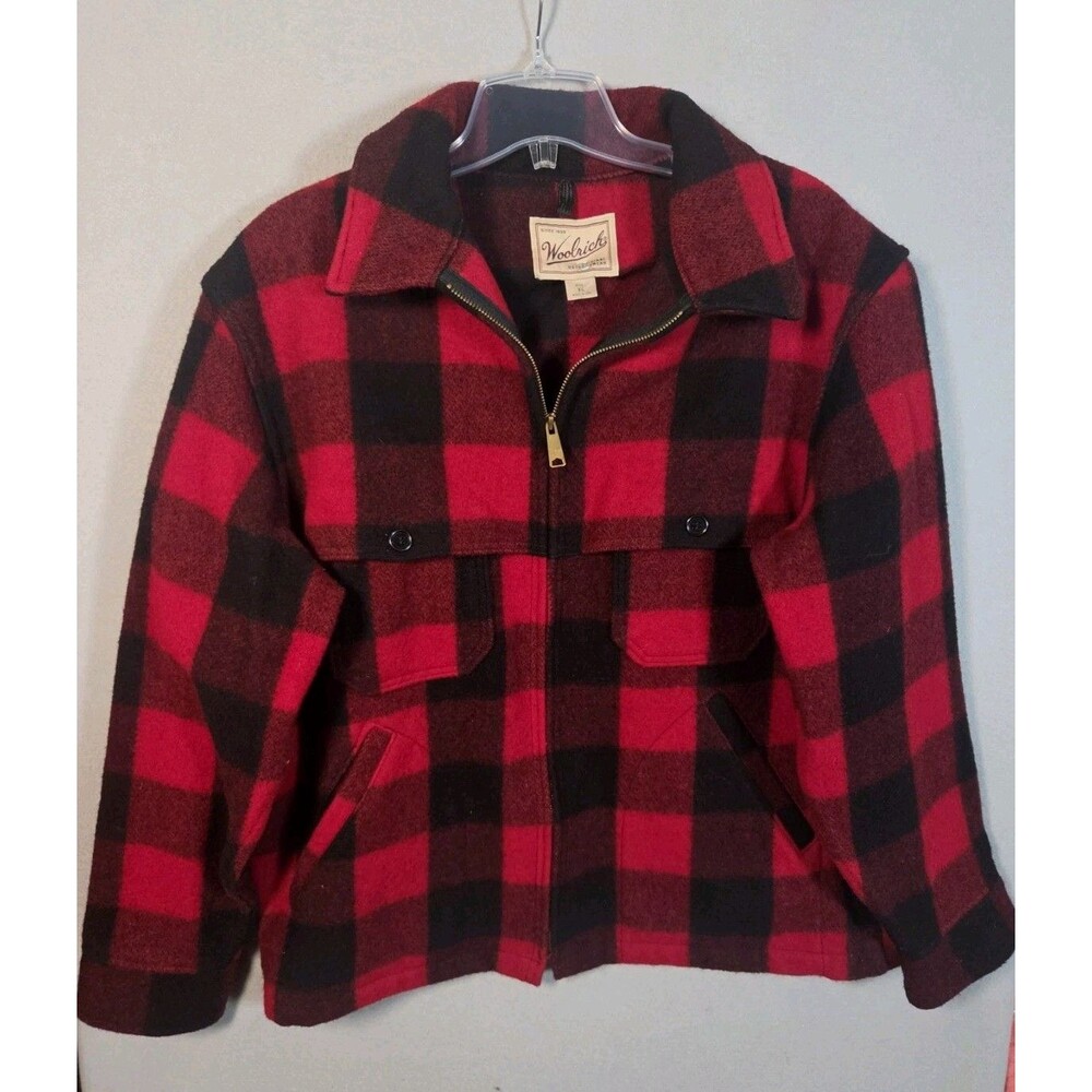Vtg Woolrich Mackinaw Coat Men XL Buffalo Plaid Wool Full Zip Jacket Made In USA